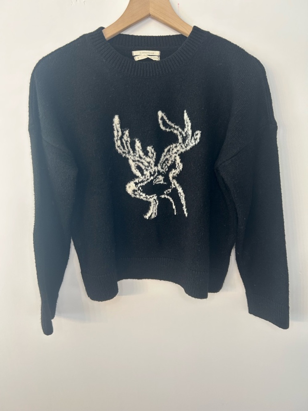 By Anthropologie Women’s Black and White Deer Sweater, Size Medium - Picture 6 of 12